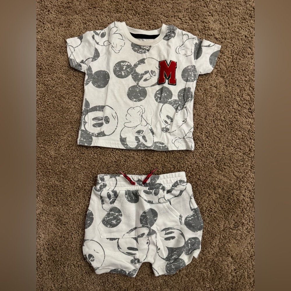 Disney Mickey Mouse Kids Pajama Set - White and Gray